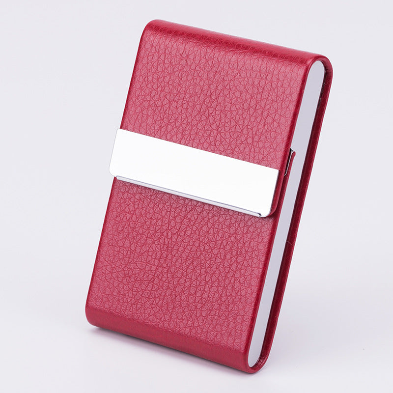 Business Fashion Male Stainless Steel Thick Cigarette Case Anti-pressure Sticker PU Office Gift Box Red 0 - Tophatter Daily Deals