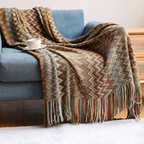 Bohemian Sofa Blanket Cross Border Knitting Blanket Office Nap Blanket Air Conditioning Blanket Yellow 0 - Tophatter Daily Deals