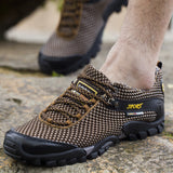 Breathable Outdoor Sports Men's Shoes Korean Version Of The Trend Of Casual Mesh Hiking Shoes Men's Large Size Shoes Brown 0 - Tophatter Daily Deals