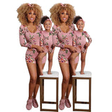 A199 Cross Border Women's Summer New Short Sleeve Shorts Parent Child Suit Amazon 0 - Tophatter Daily Deals