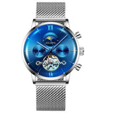 Ailang Multi Function Automatic Mechanical Watch Men''s Watch Silver shell blue surface 0 - Tophatter Daily Deals