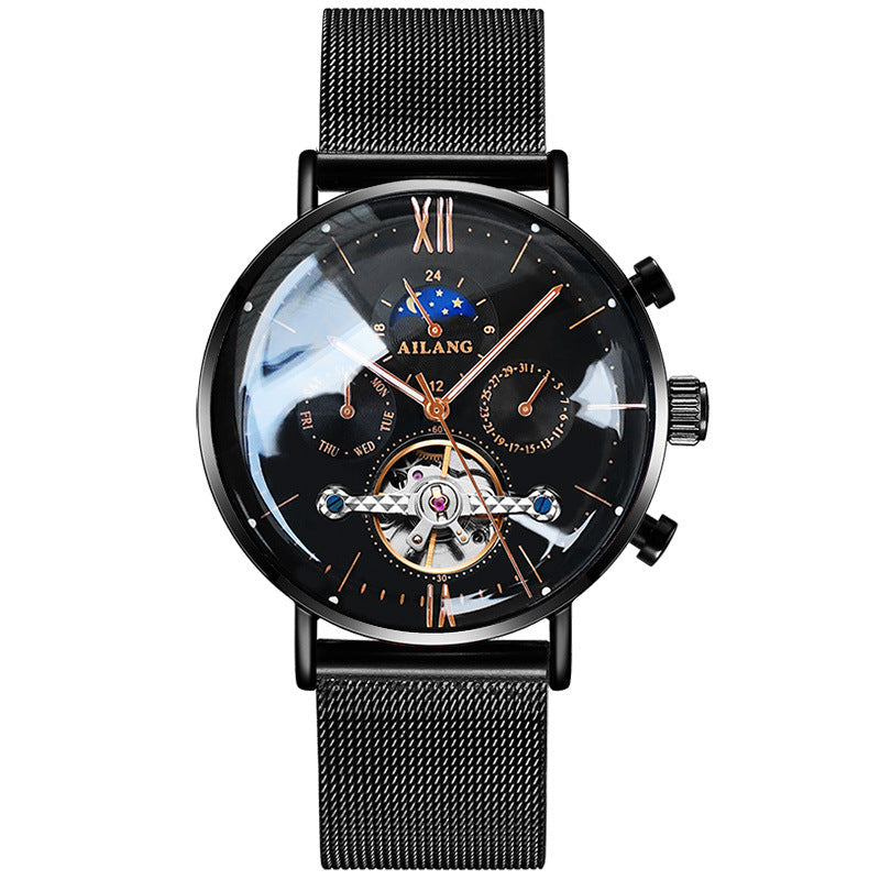 Ailang Multi Function Automatic Mechanical Watch Men''s Watch Black shell black face 0 - Tophatter Daily Deals