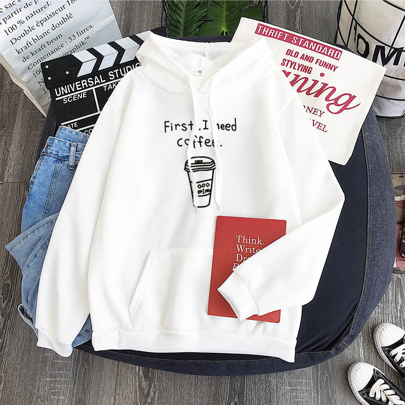 Oversized Cozy Womens Hoodie - Coffee Graphic Print, Fleece White 3D Changing Face Moving Picture Frame - Tophatter Daily Deals