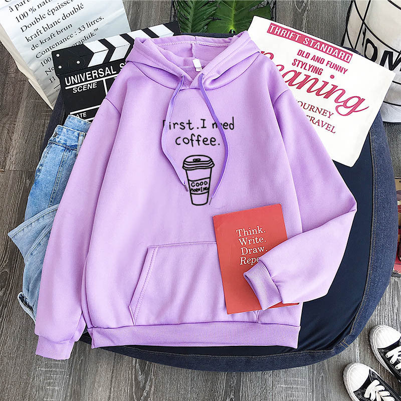 Oversized Cozy Womens Hoodie - Coffee Graphic Print, Fleece Purple 3D Changing Face Moving Picture Frame - Tophatter Daily Deals