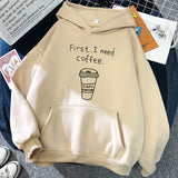 Oversized Cozy Womens Hoodie - Coffee Graphic Print, Fleece Khaki 3D Changing Face Moving Picture Frame - Tophatter Daily Deals