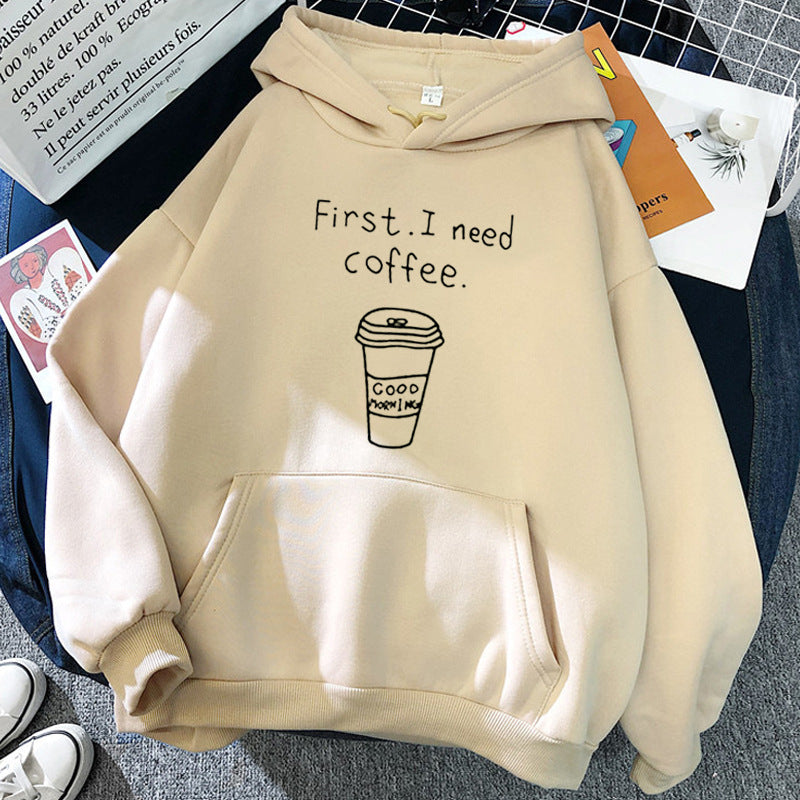 Oversized Cozy Womens Hoodie - Coffee Graphic Print, Fleece 3D Changing Face Moving Picture Frame - Tophatter Daily Deals