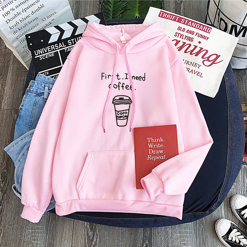 Oversized Cozy Womens Hoodie - Coffee Graphic Print, Fleece Pink 3D Changing Face Moving Picture Frame - Tophatter Daily Deals