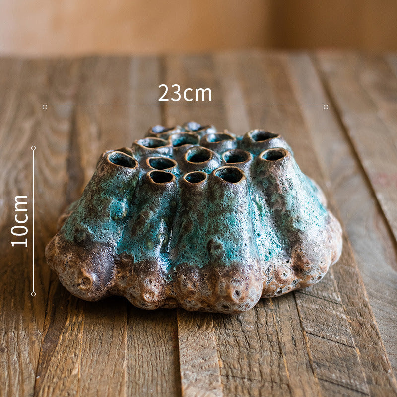 Barnacle Vase Flower Pot Porous Coral Bottle B 0 - Tophatter Daily Deals