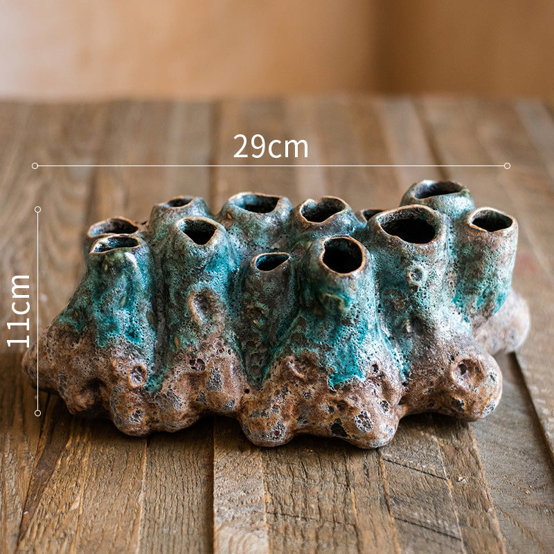 Barnacle Vase Flower Pot Porous Coral Bottle A 0 - Tophatter Daily Deals