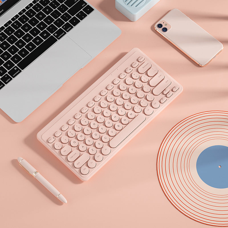 Bow Notebook Wireless Keyboard Mute USB Pink 0 - Tophatter Daily Deals