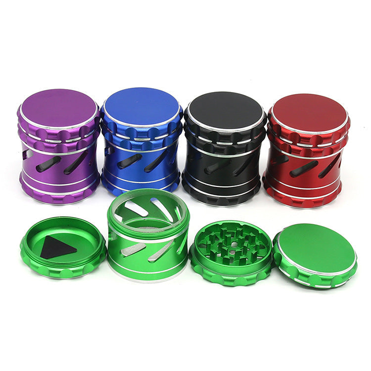 Aluminum Alloy Smoke Grinder 63MM4 Layer Cut-out Side Hole Open Window Metal Grinder 63x70 0 - Tophatter Daily Deals