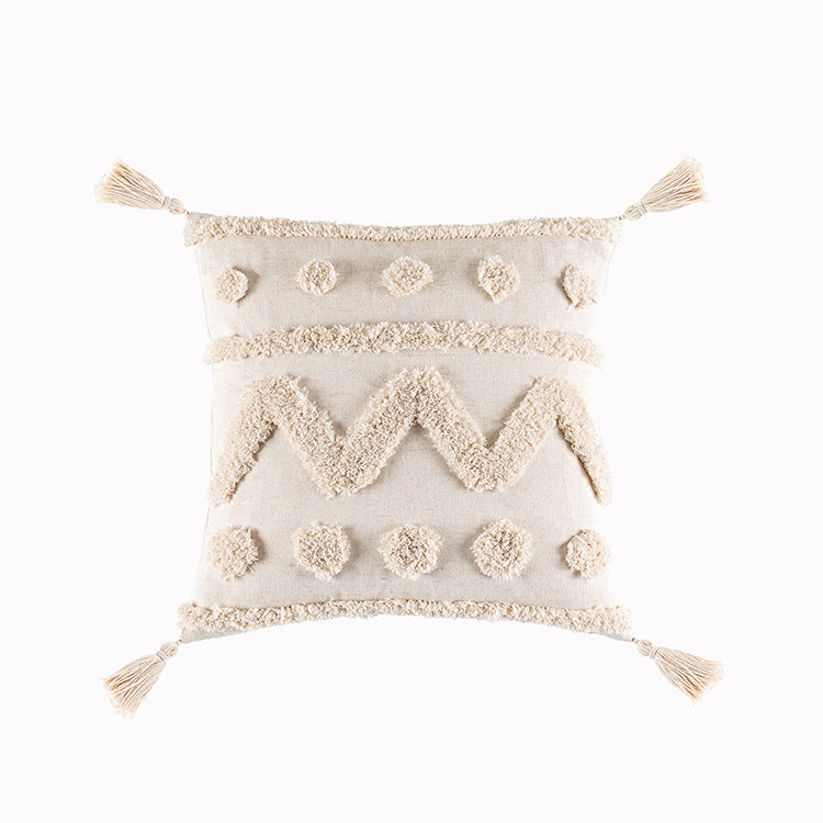 Bohemian Famous Style Tufted Pillow Cover Modern Minimalist Cushion Cover Geometric Tassel Pillow Cover Apricot4 45x45cm 0 - Tophatter Daily Deals