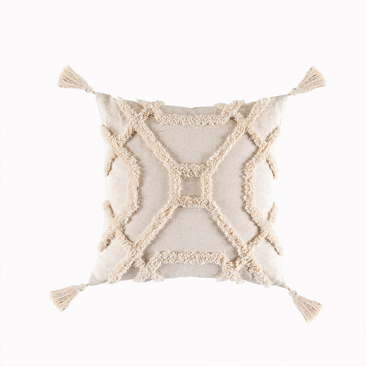Bohemian Famous Style Tufted Pillow Cover Modern Minimalist Cushion Cover Geometric Tassel Pillow Cover Apricot8 45x45cm 0 - Tophatter Daily Deals
