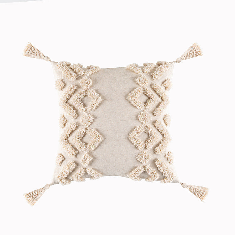 Bohemian Famous Style Tufted Pillow Cover Modern Minimalist Cushion Cover Geometric Tassel Pillow Cover Apricot5 45x45cm 0 - Tophatter Daily Deals