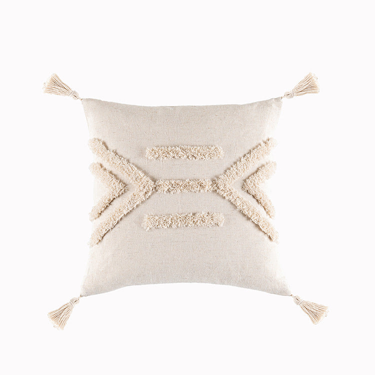 Bohemian Famous Style Tufted Pillow Cover Modern Minimalist Cushion Cover Geometric Tassel Pillow Cover Apricot1 45x45cm 0 - Tophatter Daily Deals