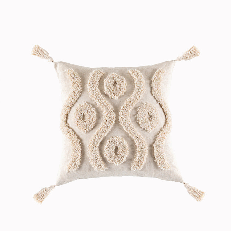 Bohemian Famous Style Tufted Pillow Cover Modern Minimalist Cushion Cover Geometric Tassel Pillow Cover Apricot7 45x45cm 0 - Tophatter Daily Deals