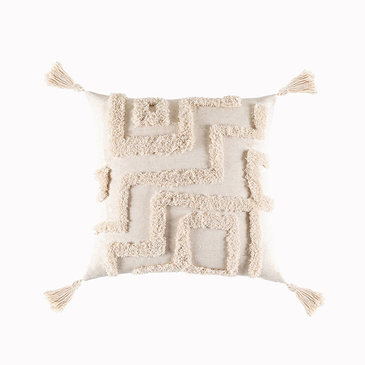 Bohemian Famous Style Tufted Pillow Cover Modern Minimalist Cushion Cover Geometric Tassel Pillow Cover Apricot3 45x45cm 0 - Tophatter Daily Deals