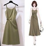 Avocado Green Suspender Dress Women''s Design in Summer 0 - Tophatter Daily Deals