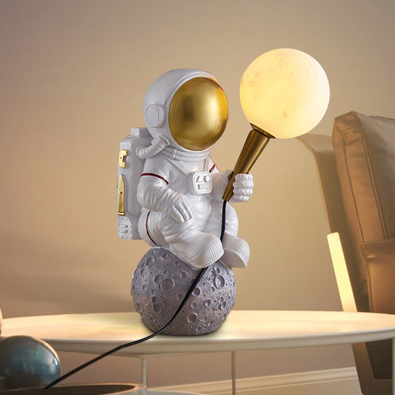 Astronaut Desk Lamp Astronaut Children s Night Light White Seated 0 - Tophatter Daily Deals
