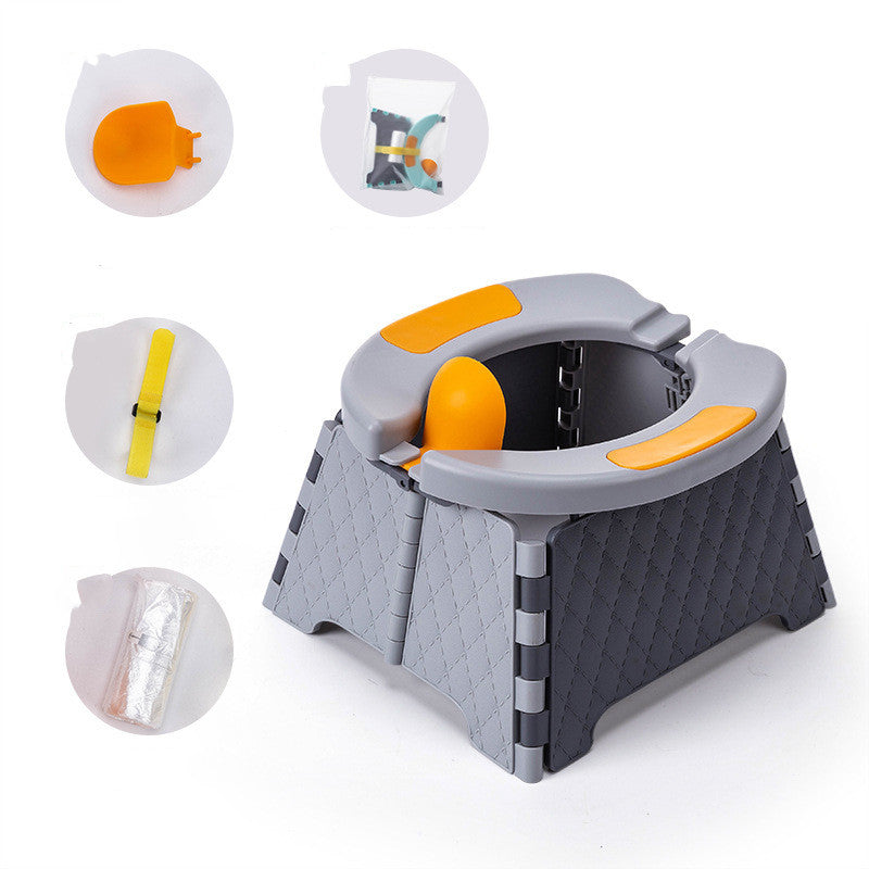 Baby Potty Training Seat Kids Toddler Outdoor Portable Folding Toilet Urinal Pot Grey 0 - Tophatter Daily Deals