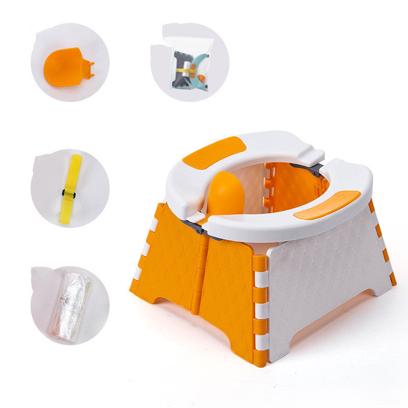 Baby Potty Training Seat Kids Toddler Outdoor Portable Folding Toilet Urinal Pot Orange 0 - Tophatter Daily Deals