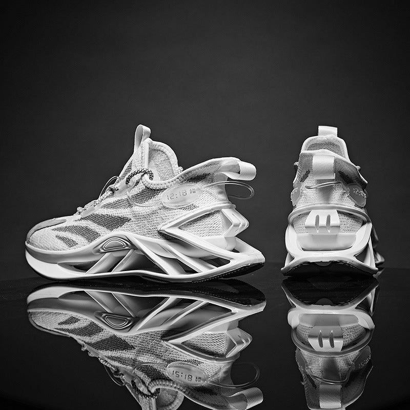 Blade Shoes Men"s New Men"s Shoes Spring Breathable White Shoes Versatile Fashionable Shoes Sshock Absorption Running Mesh Sports Shoes White gray 0 - Tophatter Daily Deals