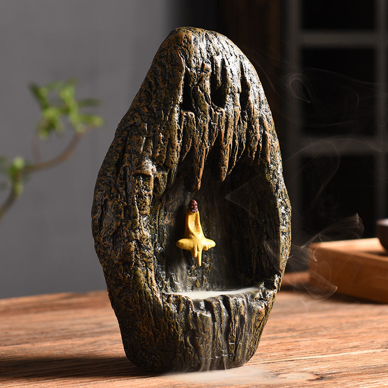 Backflow Incense Burner Creative Ornaments Flowing Smoke Incense Burner Dharma Lotus Pond Moonlight B 0 - Tophatter Daily Deals