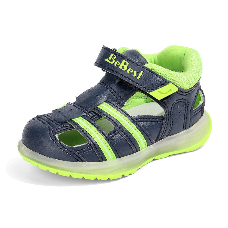 Boys And Girls Shoes Baotou Fashion Trend Comfortable Lights Casual Baby Shoes 0 - Tophatter Daily Deals