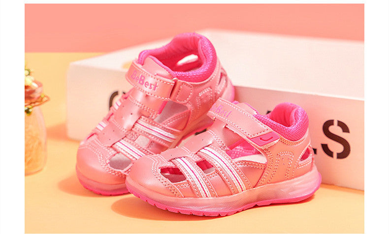 Boys And Girls Shoes Baotou Fashion Trend Comfortable Lights Casual Baby Shoes 0 - Tophatter Daily Deals