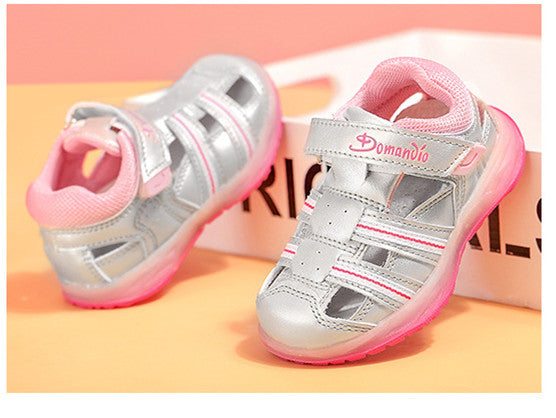Boys And Girls Shoes Baotou Fashion Trend Comfortable Lights Casual Baby Shoes 0 - Tophatter Daily Deals