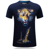 3D Night Leopard Pattern Short-sleeved T-shirt Trend Men's 3D Printing Plus Fat Plus Size T-shirt Half-sleeved Blue 0 - Tophatter Daily Deals