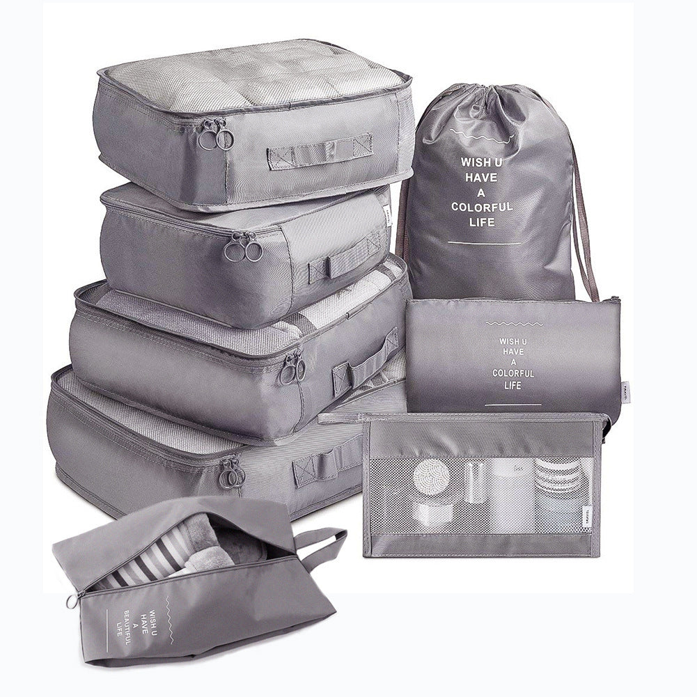 8-piece Set Luggage Divider Bag Travel Storage Clothes Underwear Shoes Organizer Packing Cube Bag Gray 8 piece set 0 - Tophatter Daily Deals