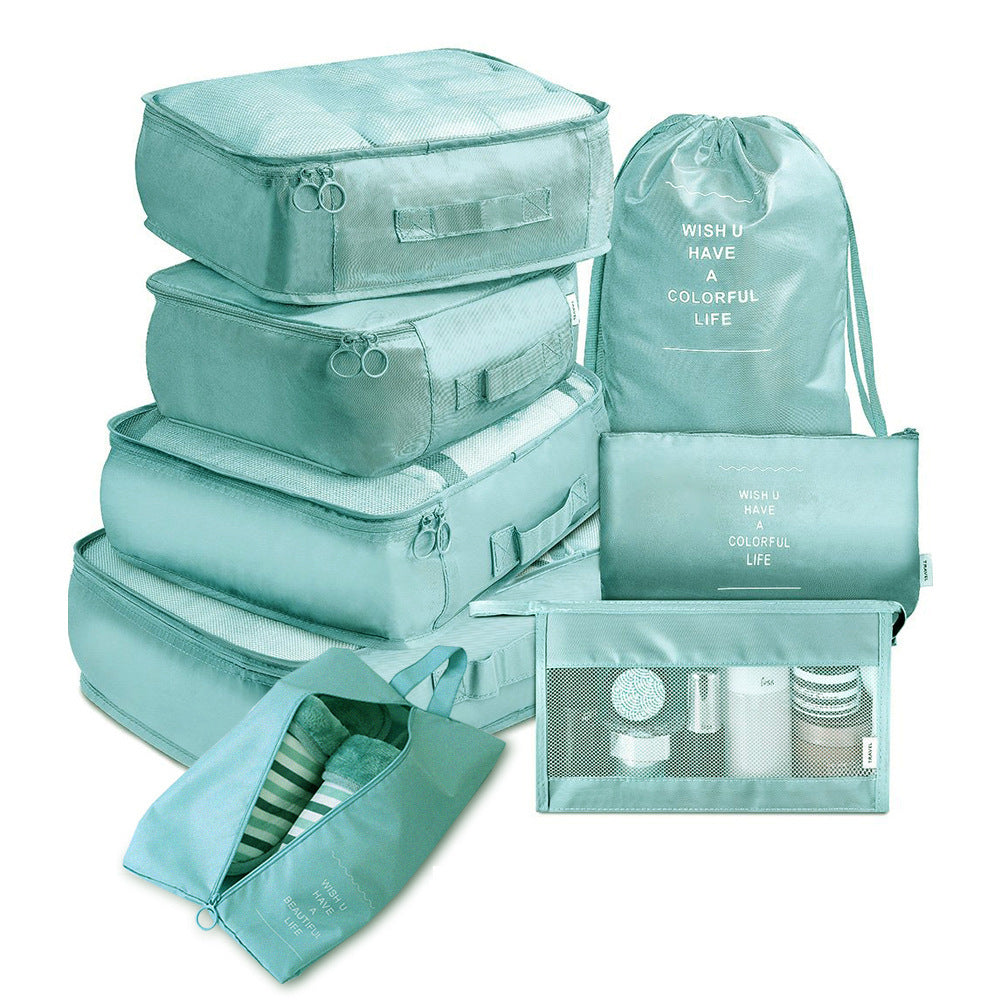 8-piece Set Luggage Divider Bag Travel Storage Clothes Underwear Shoes Organizer Packing Cube Bag Bright blue 8 piece set 0 - Tophatter Daily Deals
