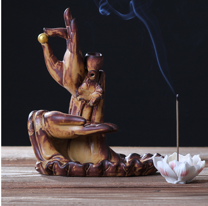 Bergamot Lotus Backflow Incense Burner Lotus Incense Stick Backflow Smoke Dual-Use Incense Burner Home Decoration Antique style 0 - Tophatter Daily Deals