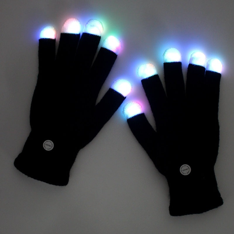 Black Fingertip Colorful Glowing Gloves Black 0 - Tophatter Daily Deals