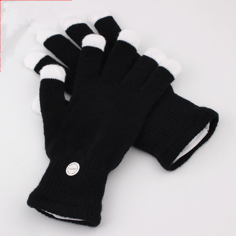 Black Fingertip Colorful Glowing Gloves 0 - Tophatter Daily Deals
