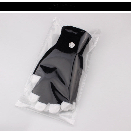 Black Fingertip Colorful Glowing Gloves 0 - Tophatter Daily Deals