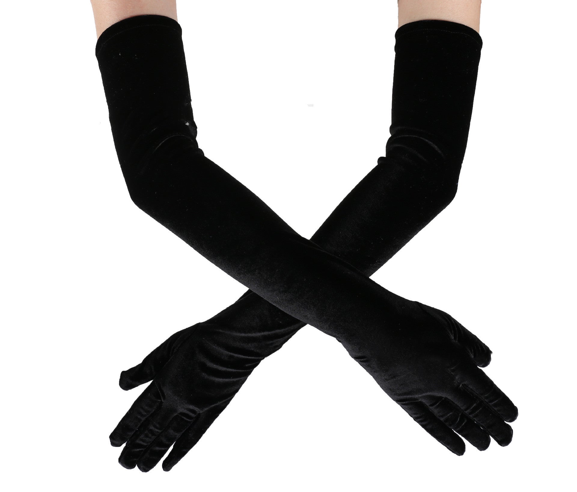 Black Velvet Long Warm Velvet Gloves 0 - Tophatter Daily Deals