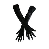 Black Velvet Long Warm Velvet Gloves Black 0 - Tophatter Daily Deals