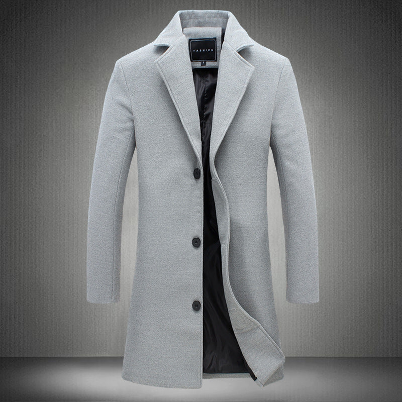 Warm Men's Wool Overcoat - Single-Breasted, Wool Blend Gray 3D Changing Face Moving Picture Frame - Tophatter Daily Deals