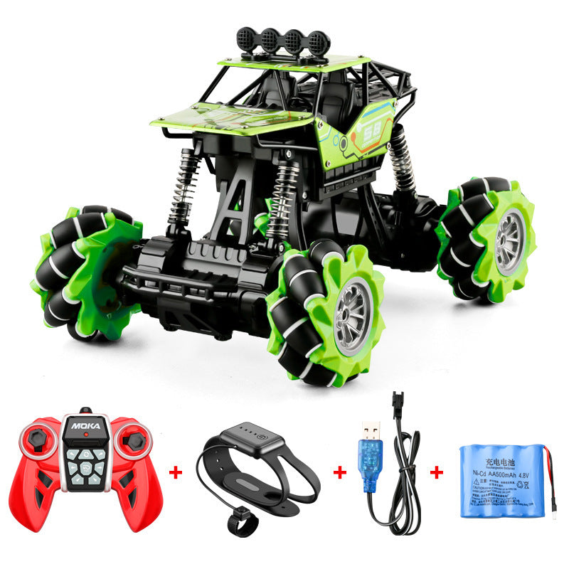 Alloy Remote Control Deformation Car Mecanum Wheel Gesture Induction Twisting Car Charging Boy Toy Off-Road Vehicle Green 0 - Tophatter Daily Deals