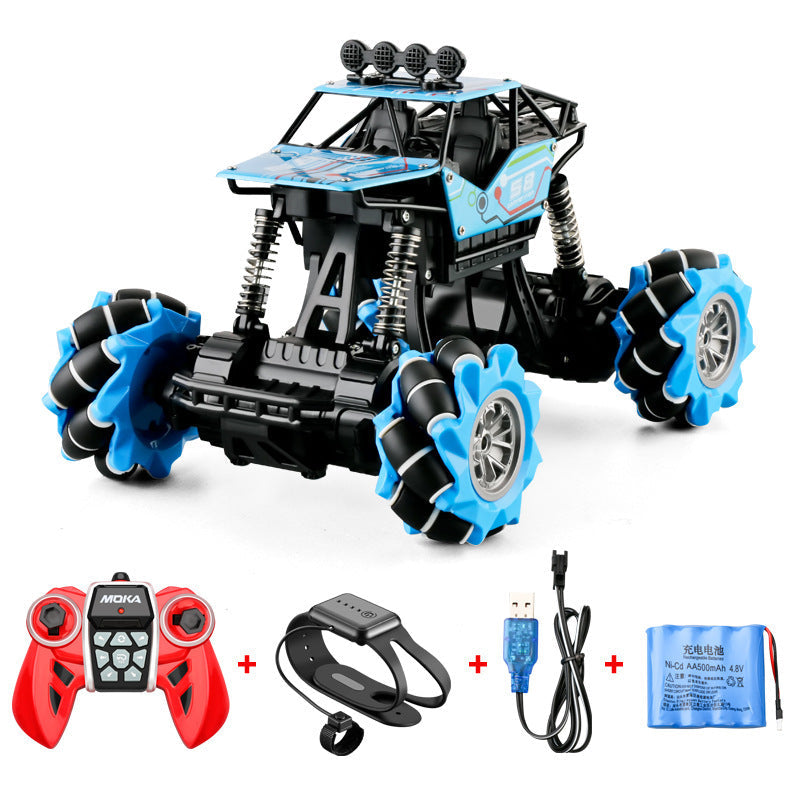 Alloy Remote Control Deformation Car Mecanum Wheel Gesture Induction Twisting Car Charging Boy Toy Off-Road Vehicle Blue 0 - Tophatter Daily Deals