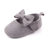 Bowknot Woolen Knit Baby Shoes Moccasins Princess Shoes Baby Shoes Gray 0 - Tophatter Daily Deals