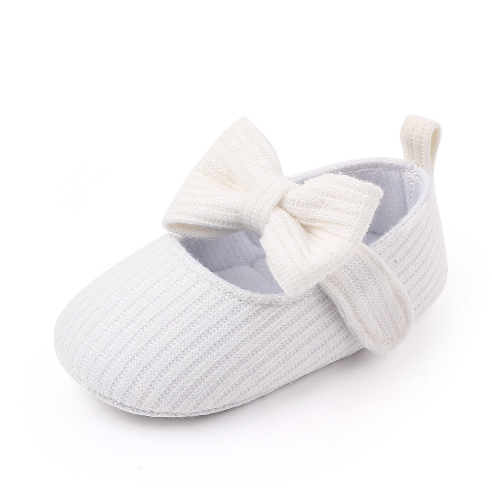Bowknot Woolen Knit Baby Shoes Moccasins Princess Shoes Baby Shoes White 0 - Tophatter Daily Deals