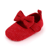 Bowknot Woolen Knit Baby Shoes Moccasins Princess Shoes Baby Shoes Red 0 - Tophatter Daily Deals