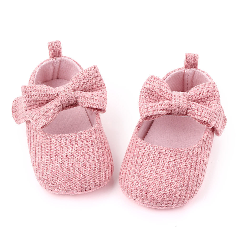 Bowknot Woolen Knit Baby Shoes Moccasins Princess Shoes Baby Shoes 0 - Tophatter Daily Deals