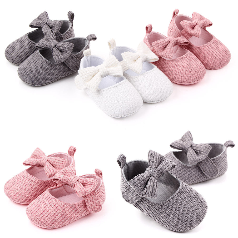 Bowknot Woolen Knit Baby Shoes Moccasins Princess Shoes Baby Shoes 0 - Tophatter Daily Deals