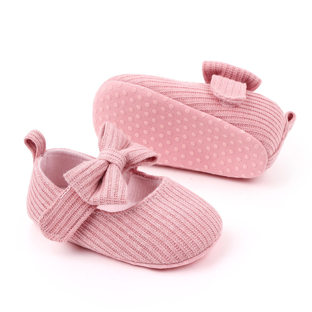 Bowknot Woolen Knit Baby Shoes Moccasins Princess Shoes Baby Shoes 0 - Tophatter Daily Deals