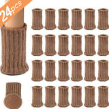 24 PCS Knitted Chair Leg Socks High Elastic Furniture Socks Pads Non-Slip Furniture Feet Caps Covers for Protect Floor Light Brown 24 pieces 0 - Tophatter Daily Deals