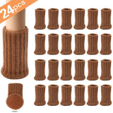 24 PCS Knitted Chair Leg Socks High Elastic Furniture Socks Pads Non-Slip Furniture Feet Caps Covers for Protect Floor Dark brown 24 pieces 0 - Tophatter Daily Deals